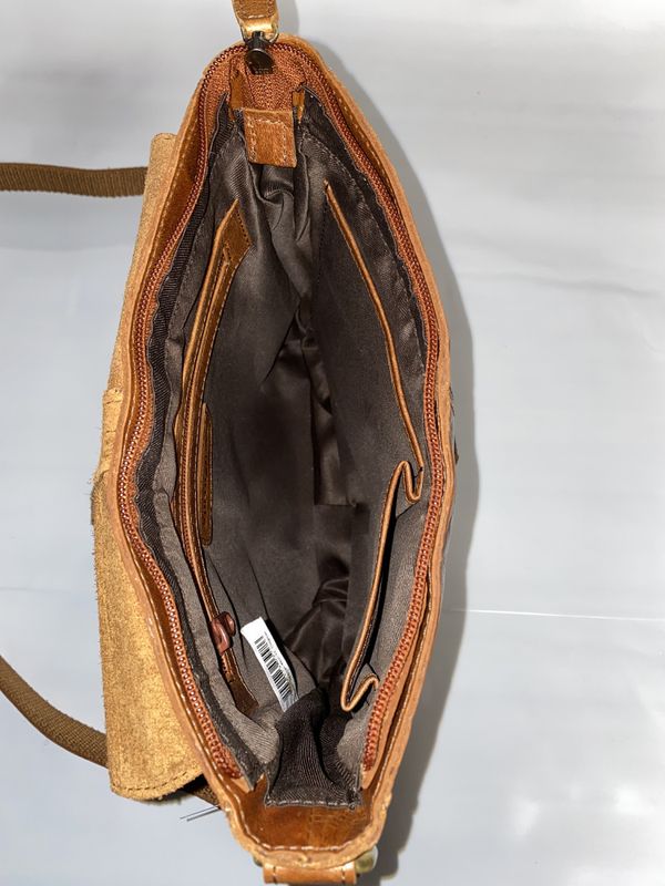 Springfield flapp/crossoverveske i skinn cognac