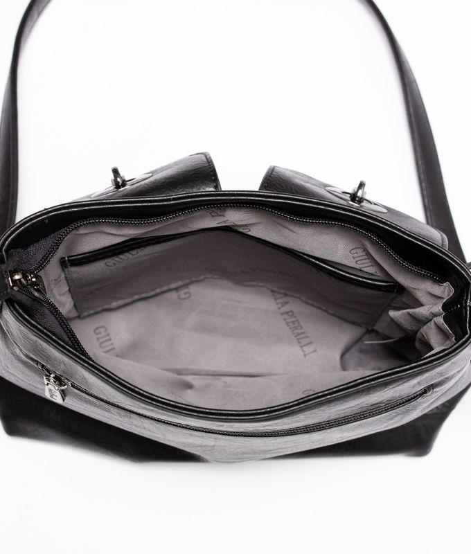 Giulia Pieralli classic crossover med 2 frondtlommer i black