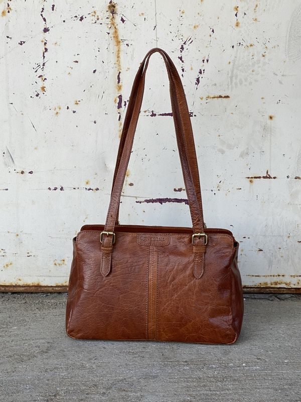Springfield hand/sholderbag i skinn cognac