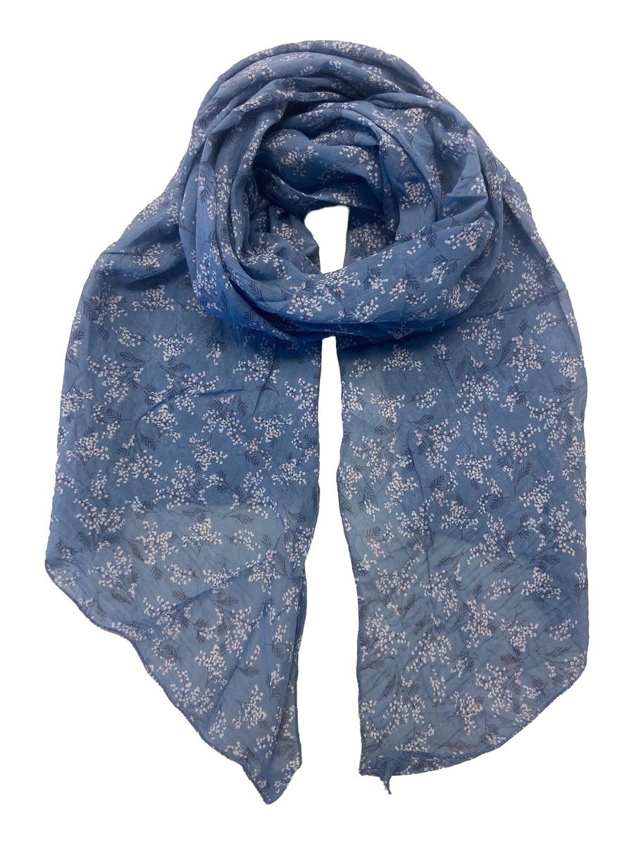 Intex Bomullsskjerf M/Blomster Blue