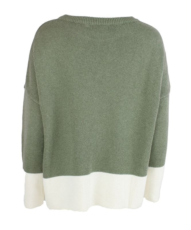 Boheme Genser Bomullsmix 2 Farget Shadow Green/Offwhite
