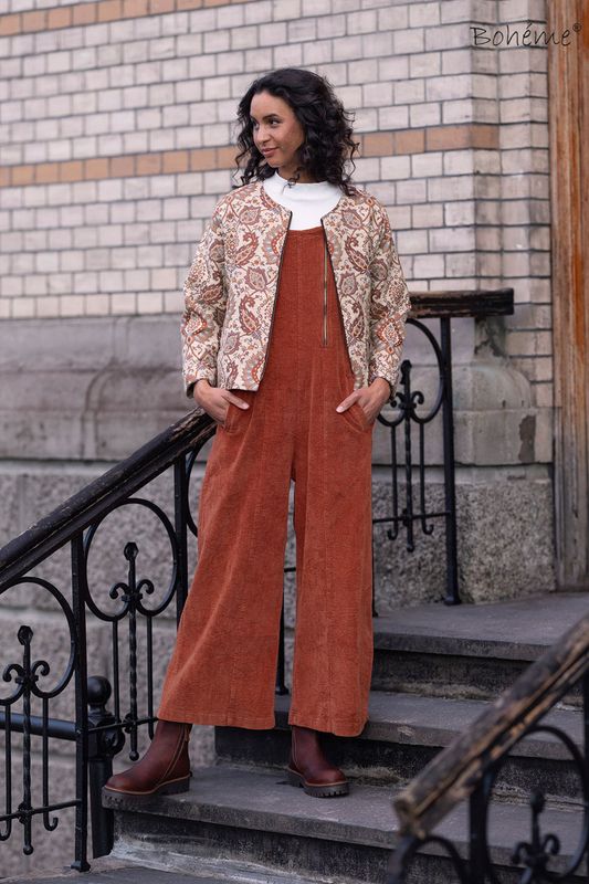 Boheme Kort Jakke i Jaquard Burnt Orange