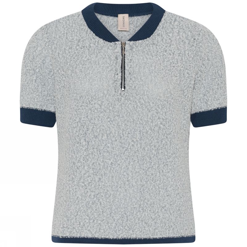 Skovhuus T-Shirt Strikket M/Glidelås i Halsen i Indigo Blue