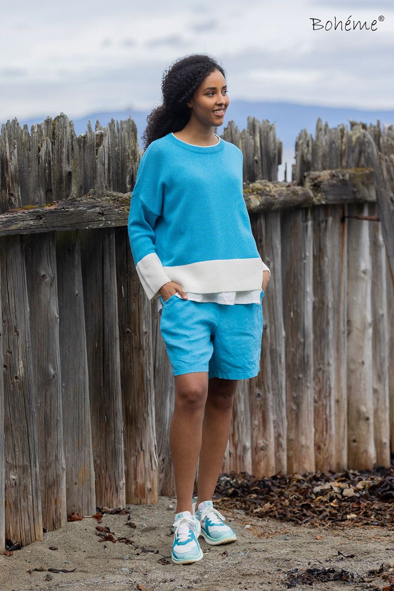Boheme Shorts  Lin i Turquoise