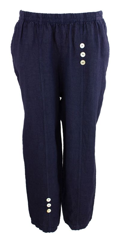 Boheme Linbukse M/Knapper i Navy