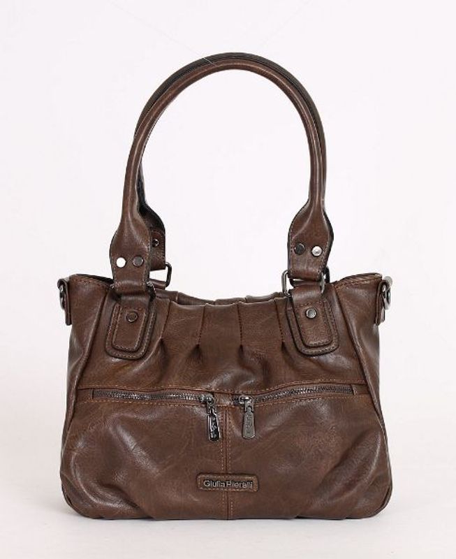 Giulia Piaralli Classic Ruffle Handbag i Cognac