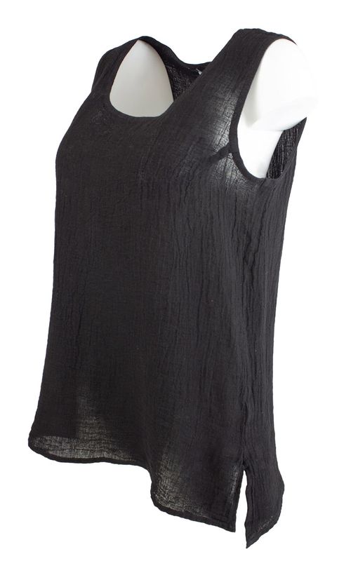 Boheme singlet kort i lin farge Black