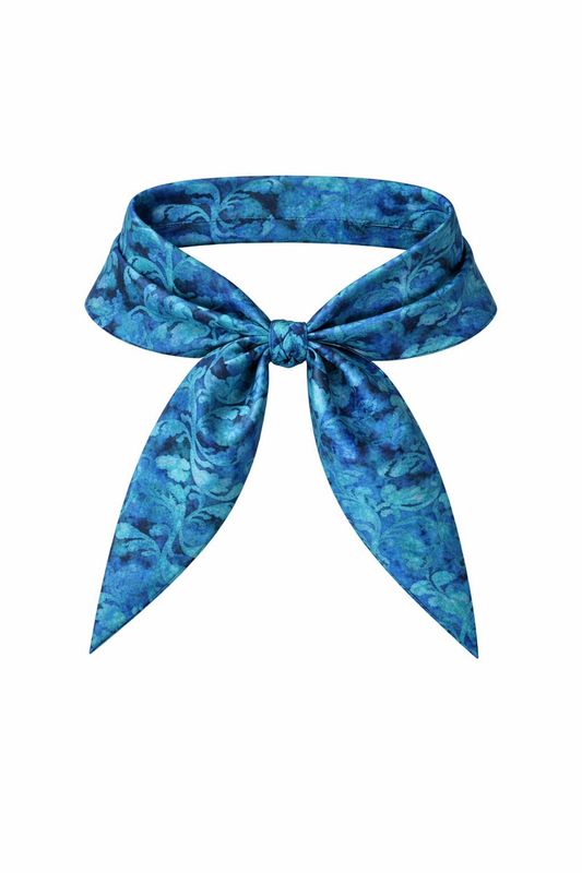 Boheme Skjerf Silke Petrol Ornament 50x50 Cm