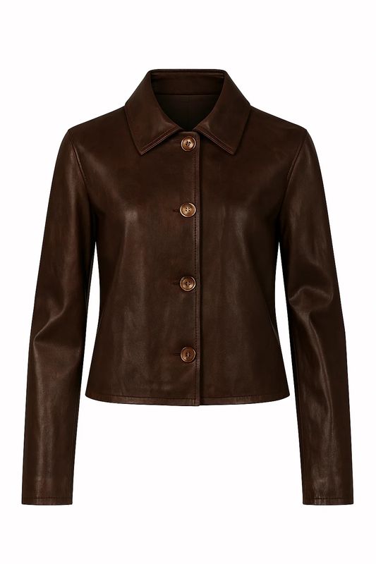 Clermonte Allie Lammeskinnsjakke i Dark Brown