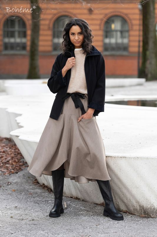 Boheme Skjørt M/Bånd i Taupe