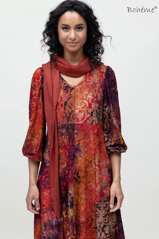 Boheme Kjole i Burnt Orange 3/4 Lang