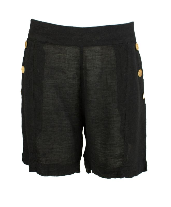 Boheme Linshorts M/Knapper i Black