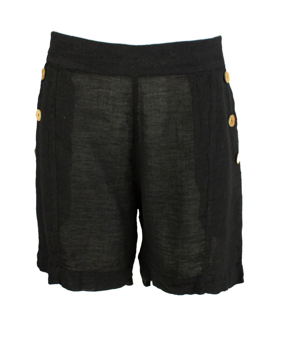 Boheme Linshorts M/Knapper i Black