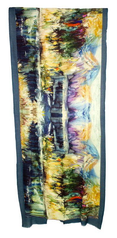 Boheme Scarf i Ull/Viscose Blue Print