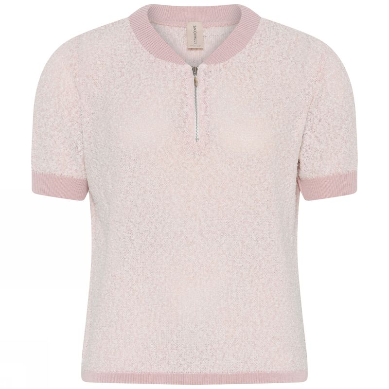 Skovhuus T-Shirt Strikket M/Glidelås i Halsen i Rose