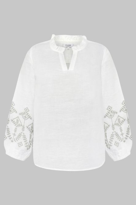 Hovedbilde Claire Rilla Skjorte  i White M/Olive Mønster På ...
