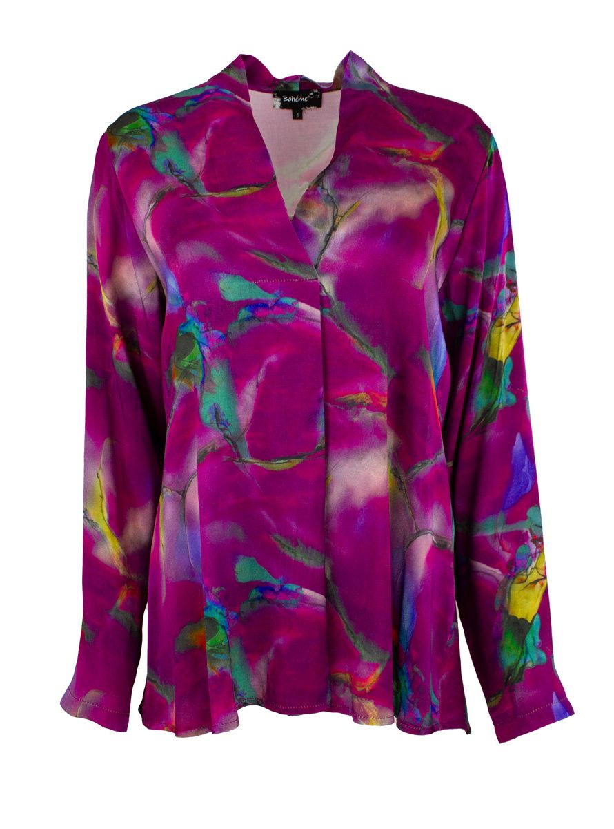 Boheme Sateng Bluse i Flerfarget