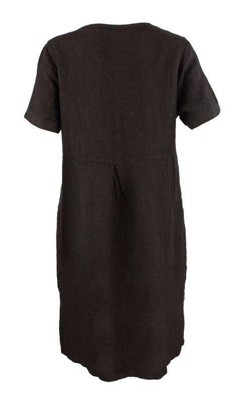 Boheme Kjole M/Kort Arm i Lin Black