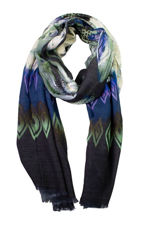 Boheme Skjerf i Blue/Print