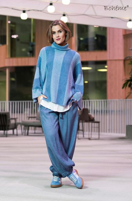 Hovedbilde Boheme Genser Vid Onesize i Blue Vintage Trykk