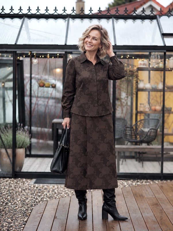 Makeløs Bjerke Jakke/Skjorte i Brocade Mocca
