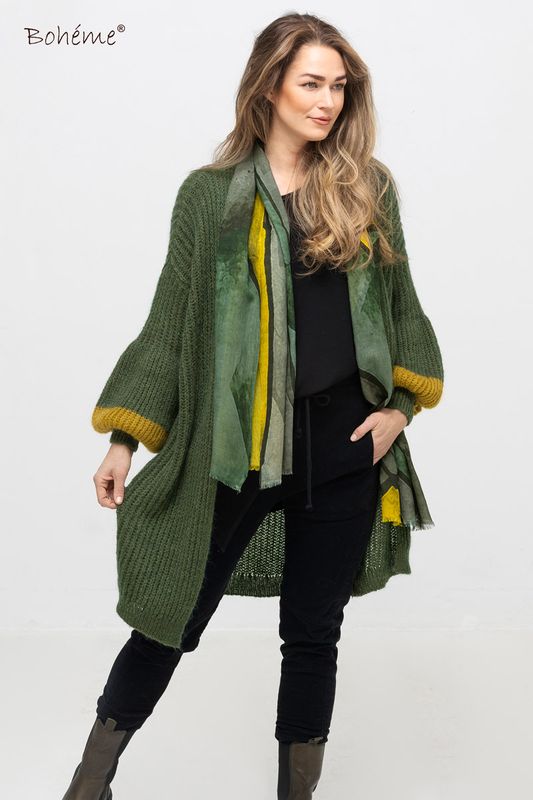 Boheme Scarf i Ull/Viscose Vertikal Green