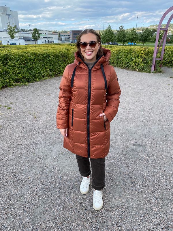 Normann lang dunjakke i Rust Orange/Black