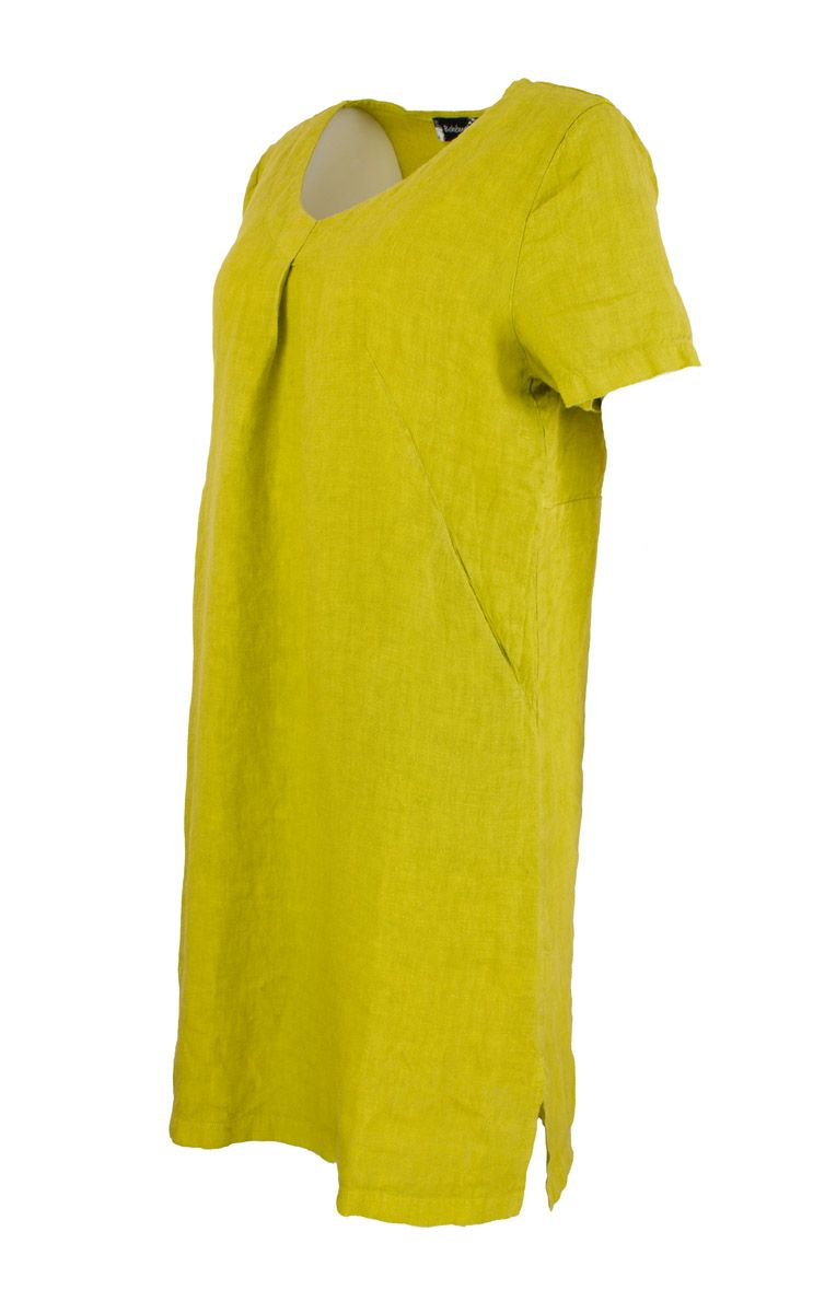 Boheme Kjole M/Kort Arm i Lin Limegreen