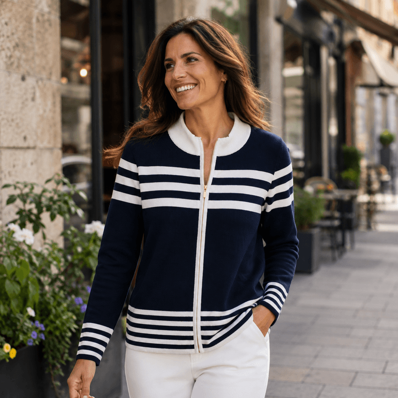 Micha Cardigan i Navy/Offwhite
